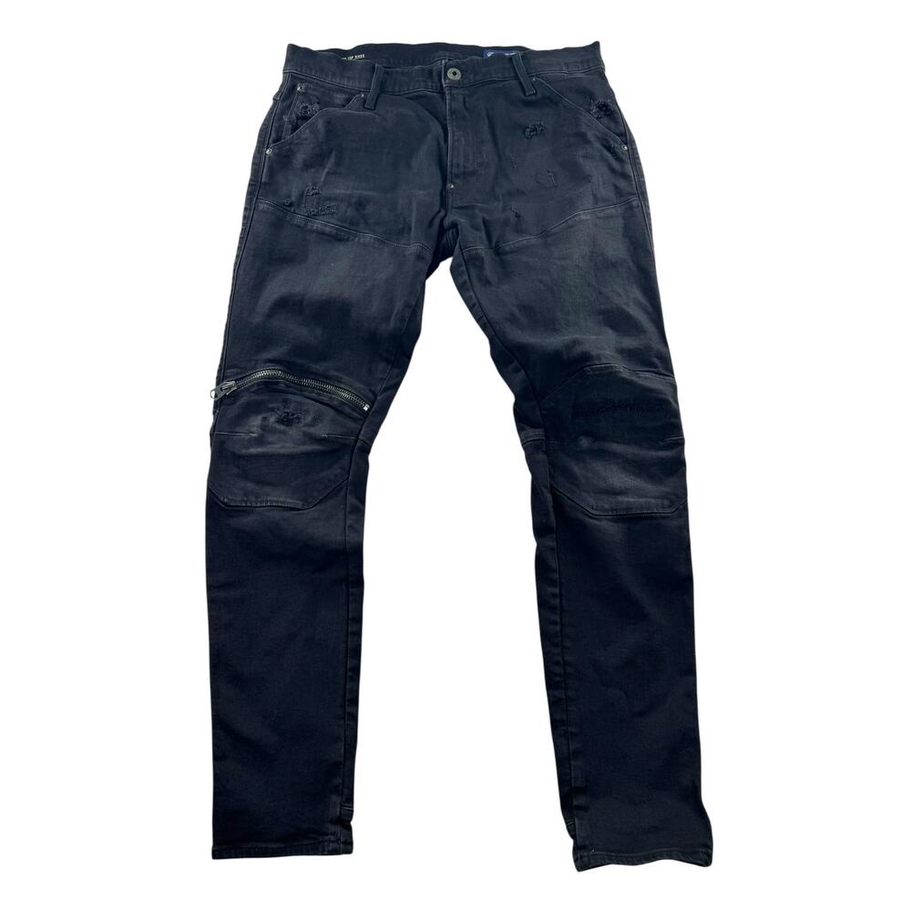 G-Star RAW 3D Zip Knee 5620 Skinny Mens Jeans Black 34x31 Moto Biker Denim